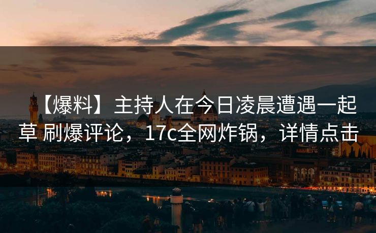 【爆料】主持人在今日凌晨遭遇一起草 刷爆评论，17c全网炸锅，详情点击