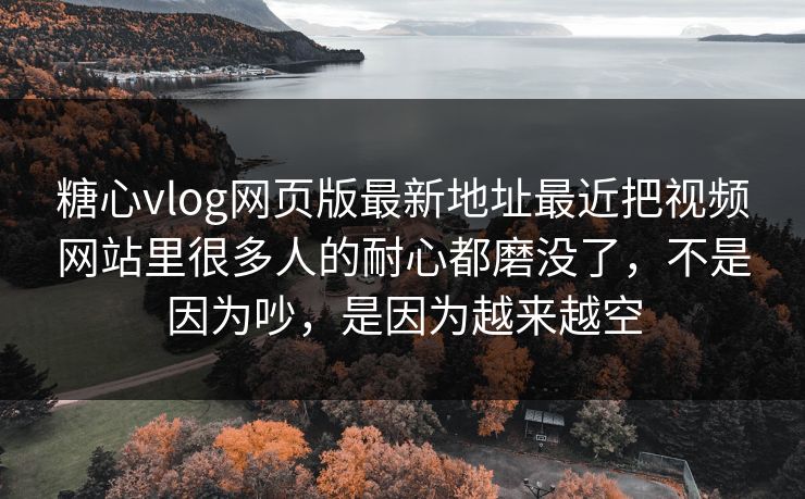 糖心vlog网页版最新地址最近把视频网站里很多人的耐心都磨没了，不是因为吵，是因为越来越空