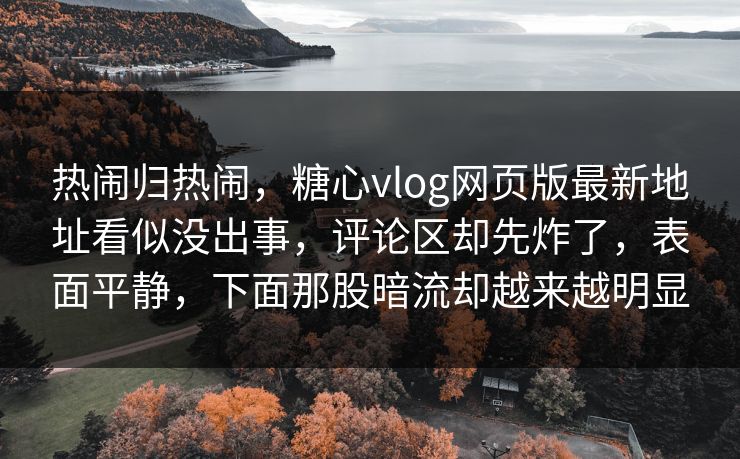 热闹归热闹，糖心vlog网页版最新地址看似没出事，评论区却先炸了，表面平静，下面那股暗流却越来越明显