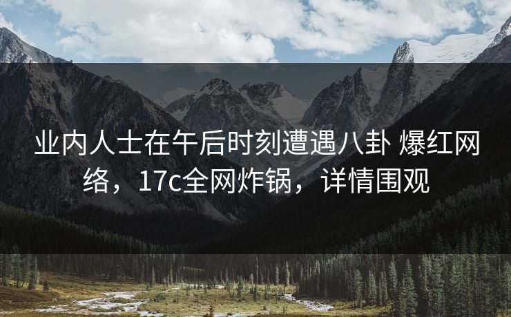 业内人士在午后时刻遭遇八卦 爆红网络，17c全网炸锅，详情围观