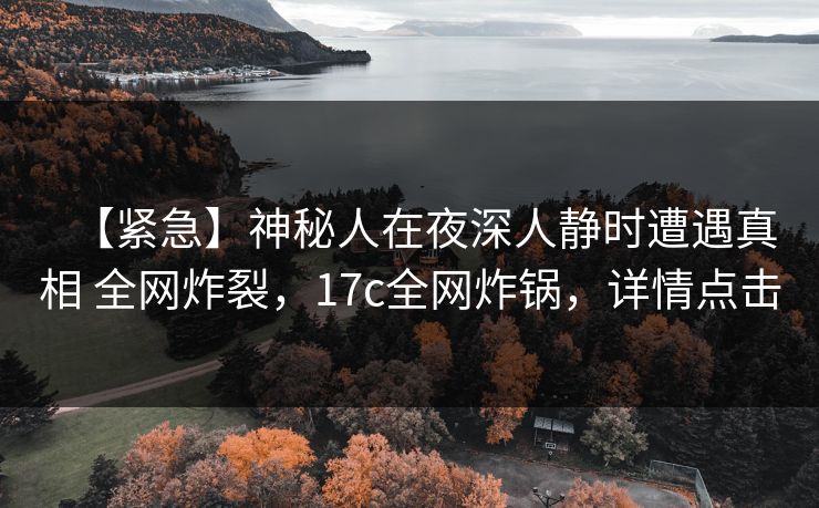 【紧急】神秘人在夜深人静时遭遇真相 全网炸裂，17c全网炸锅，详情点击